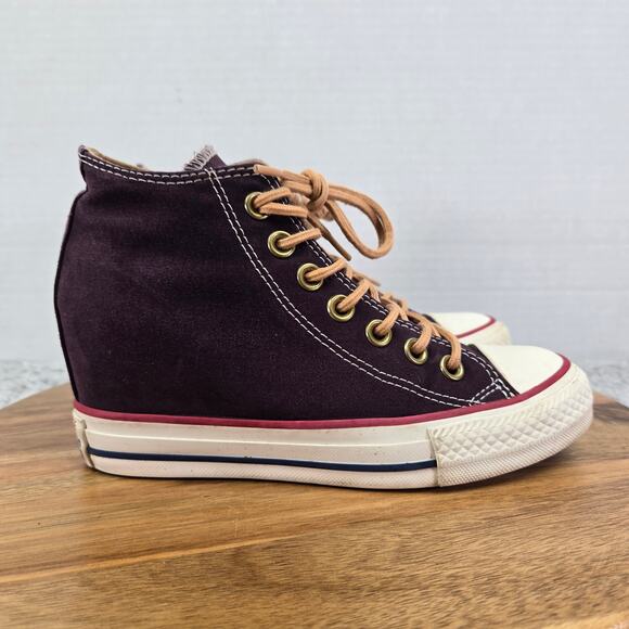 Converse Chuck Taylor All Star Lux Mid Purple Faux Suede Hidden Wedge Sneaker - Picture 4 of 14